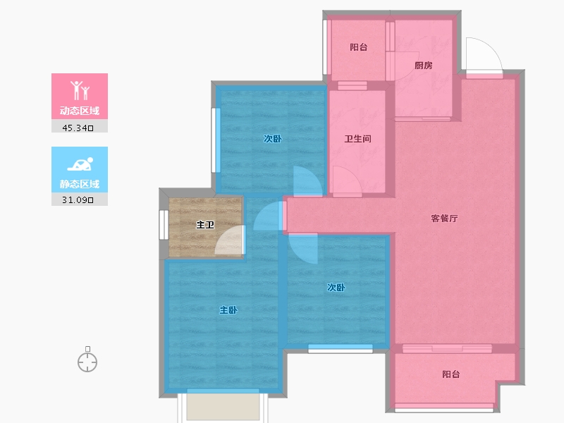 四川省-成都市-中梁御璟台-71.00-户型库-动静分区