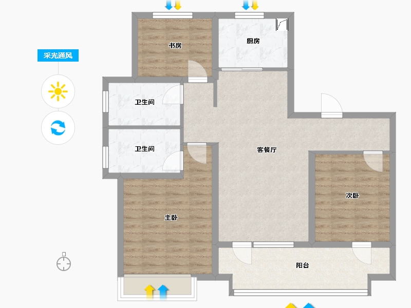 山东省-青岛市-海信凤台世家-94.71-户型库-采光通风