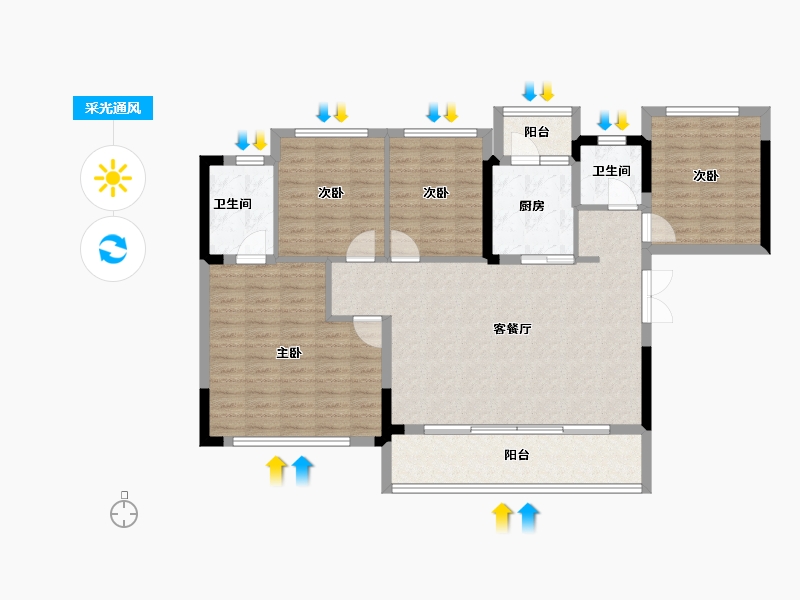 四川省-成都市-德商花样年碧云天骄-111.96-户型库-采光通风