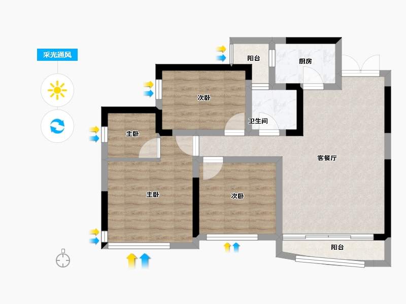 四川省-成都市-天府云城C区-69.64-户型库-采光通风