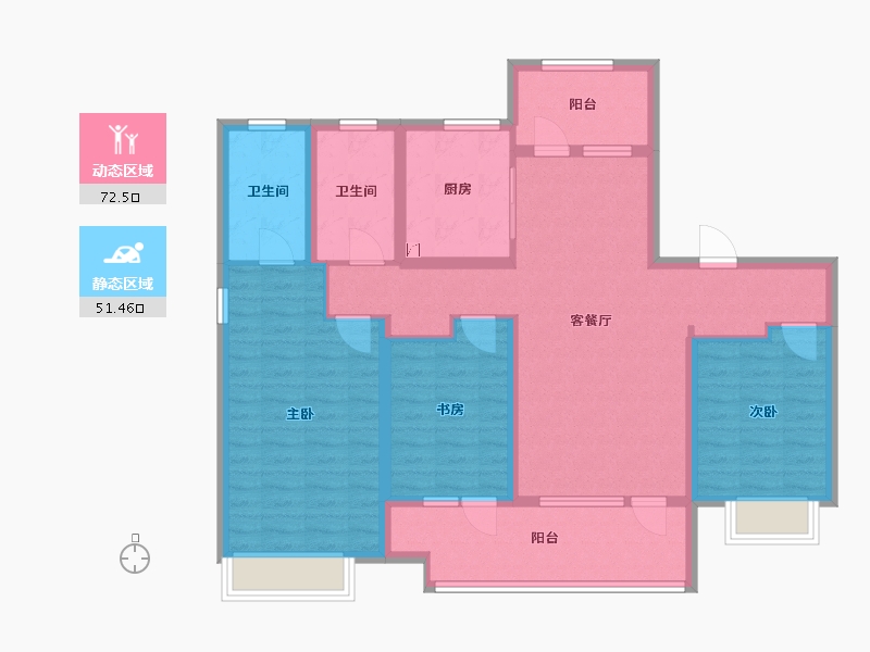 山东省-青岛市-海信凤台世家-110.06-户型库-动静分区