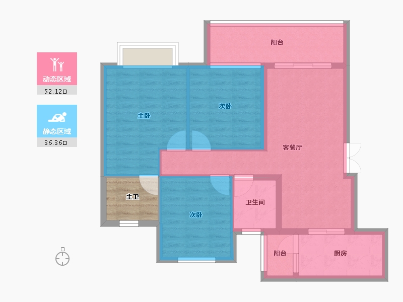 四川省-成都市-中梁御璟台-83.00-户型库-动静分区