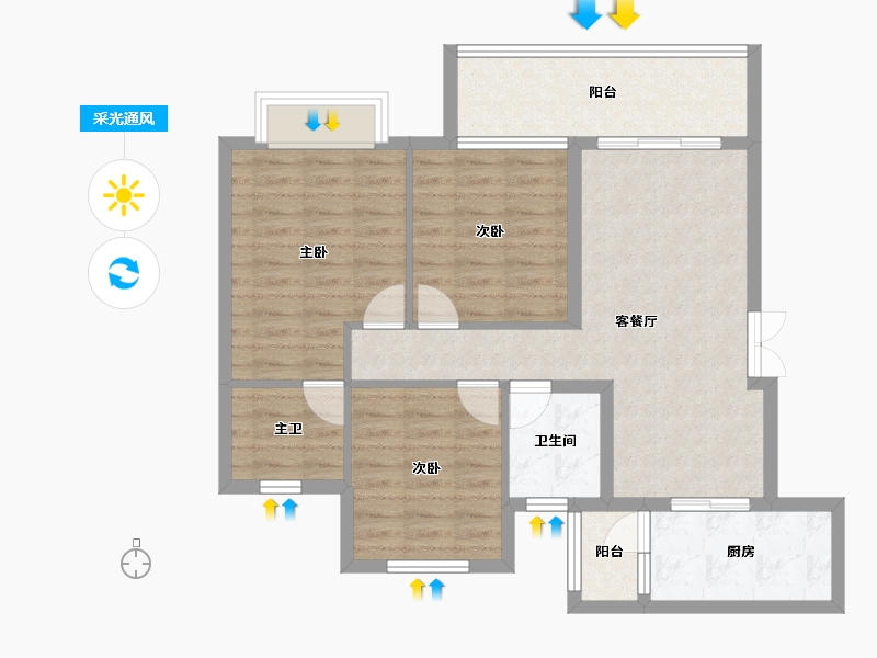 四川省-成都市-中梁御璟台-83.00-户型库-采光通风