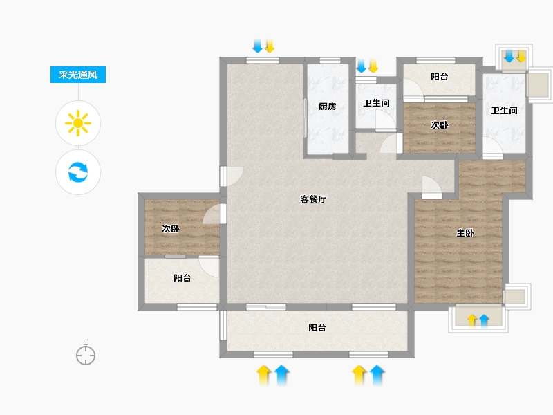 江苏省-苏州市-新湖明珠城-120.00-户型库-采光通风