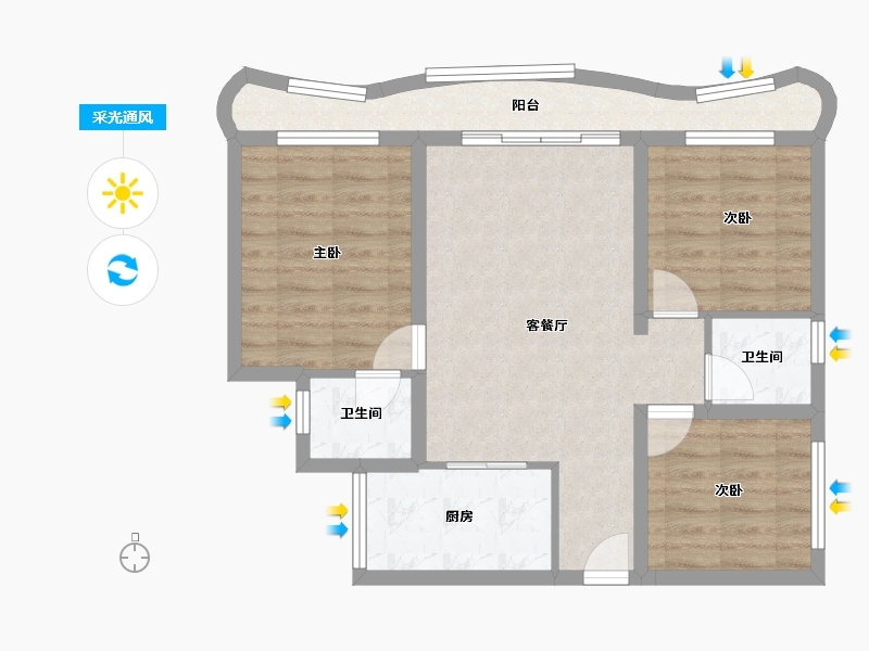 四川省-成都市-天府云城C区-71.79-户型库-采光通风