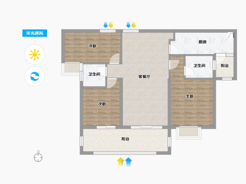 广东省-惠州市-碧桂园润杨溪谷-93.50-户型库-采光通风