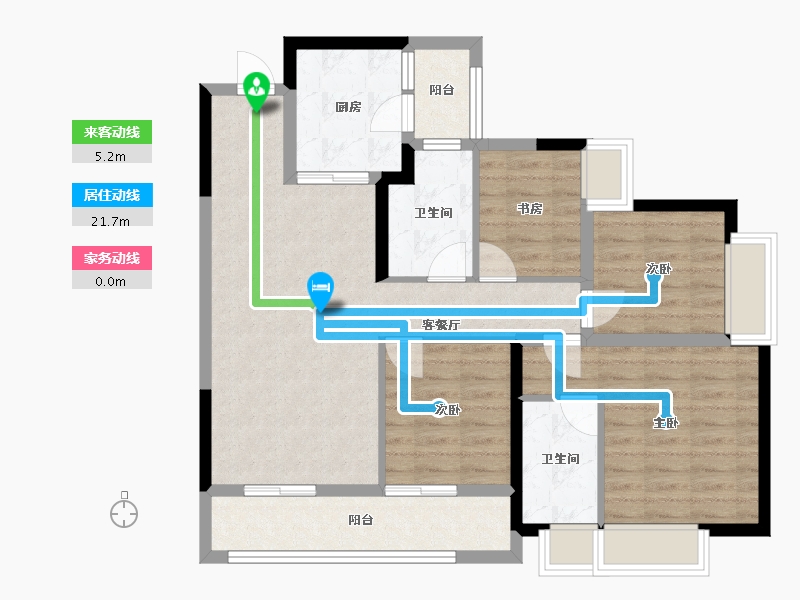 云南省-昆明市-美辰-90.17-户型库-动静线