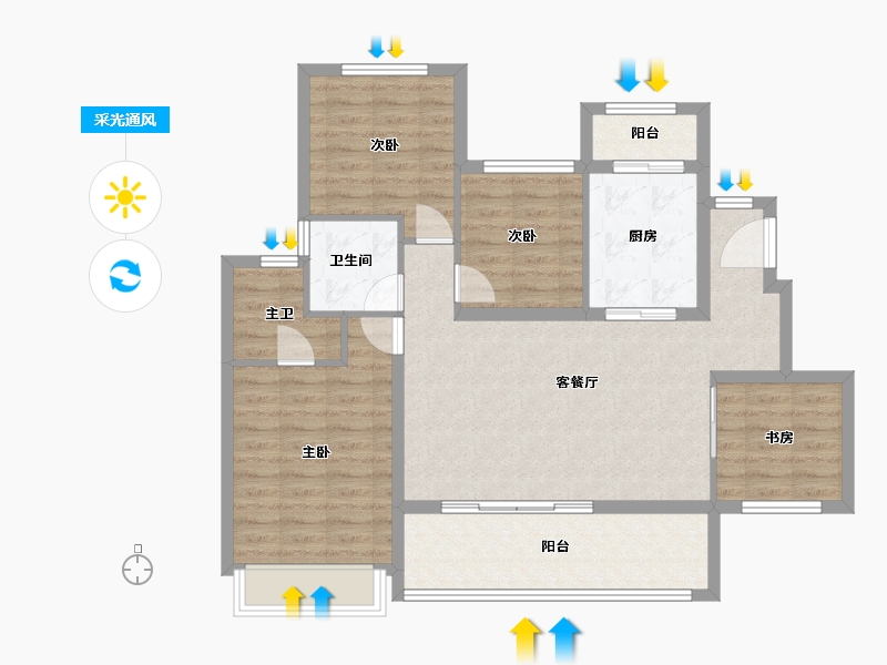 四川省-成都市-中梁御璟台-95.20-户型库-采光通风