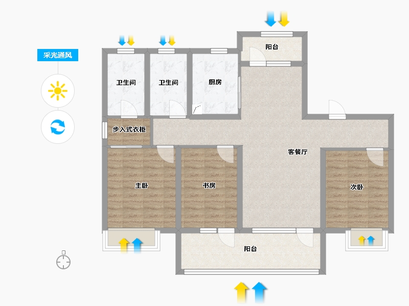 山东省-青岛市-海信凤台世家-102.42-户型库-采光通风