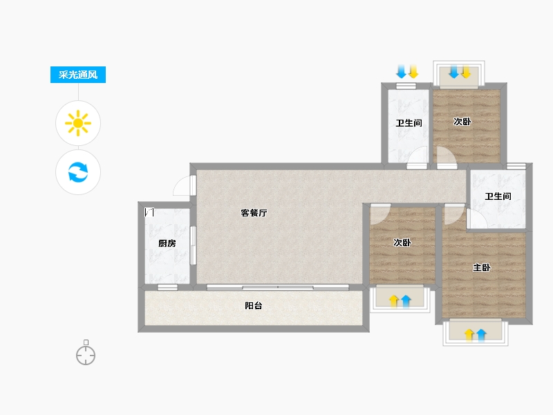 四川省-成都市-恒大御景半岛-89.92-户型库-采光通风