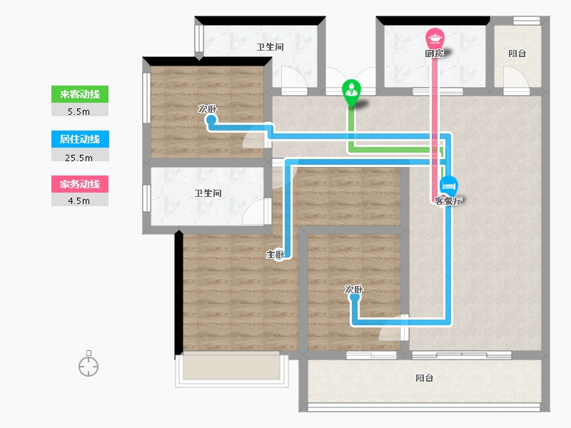 四川省-成都市-天府公园未来城-105.34-户型库-动静线