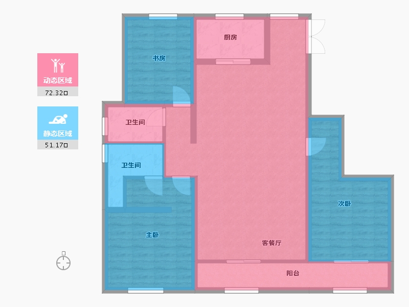 内蒙古自治区-包头市-都市庭苑-123.50-户型库-动静分区