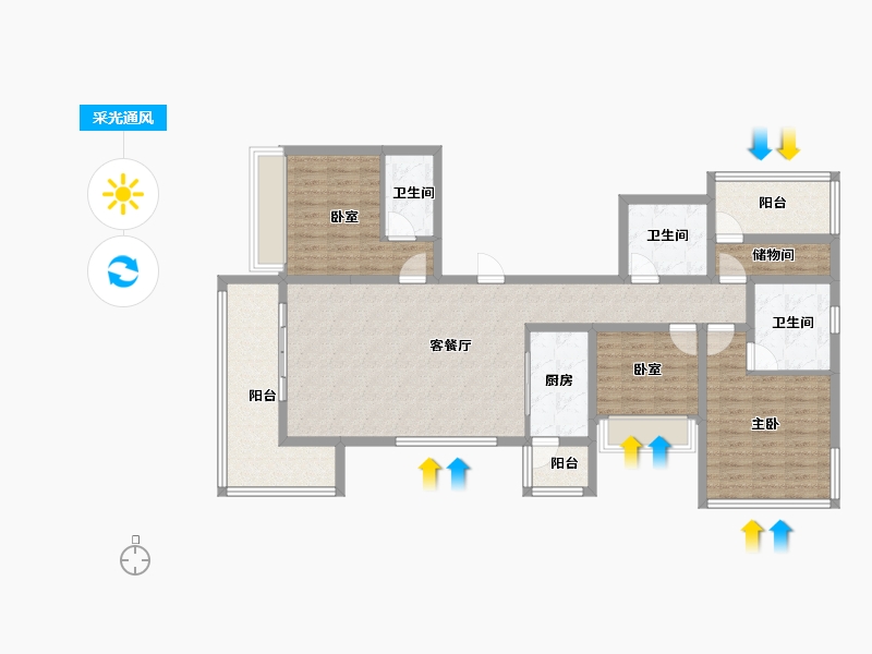 四川省-成都市-唐人街相府花园-114.49-户型库-采光通风