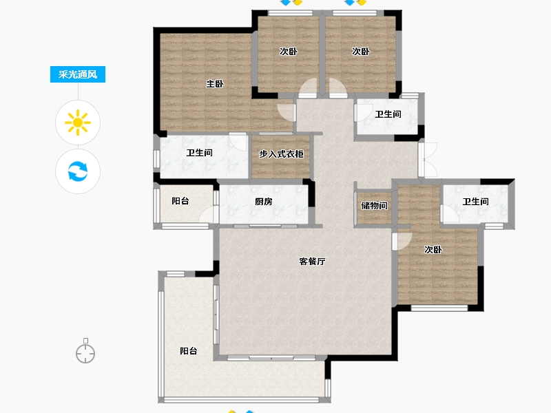 四川省-成都市-人居璟云庭-162.40-户型库-采光通风