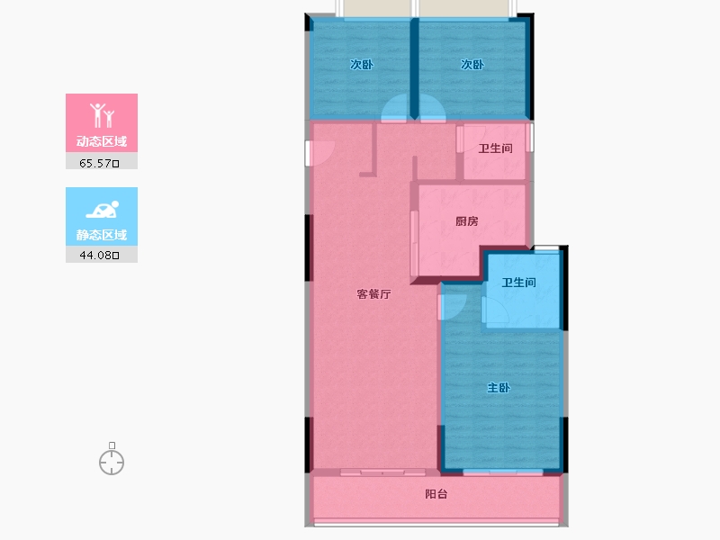 湖北省-武汉市-​绿城华生桂语朝阳-98.31-户型库-动静分区