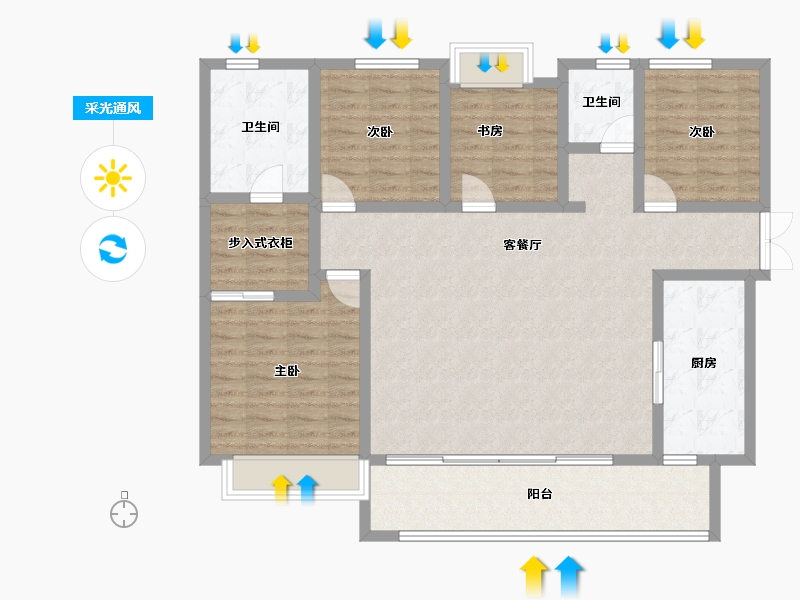 四川省-成都市-天府公园未来城-122.88-户型库-采光通风