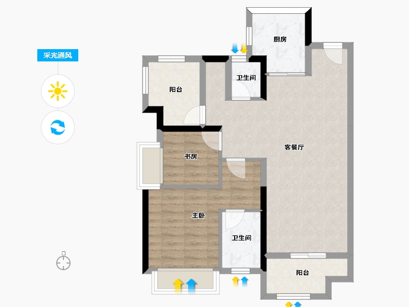 广东省-惠州市-​新城香悦澜山-72.33-户型库-采光通风