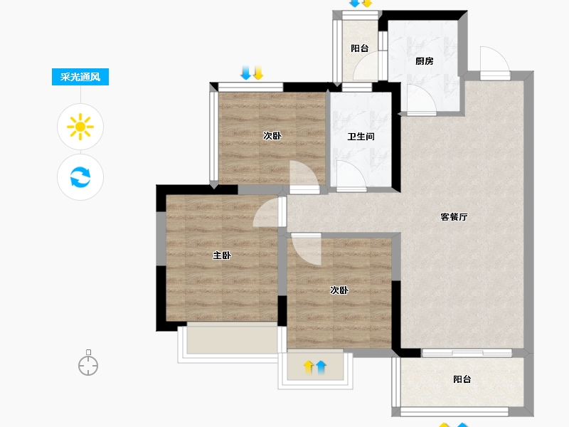 四川省-内江市-吾悦广场（二期）-67.78-户型库-采光通风