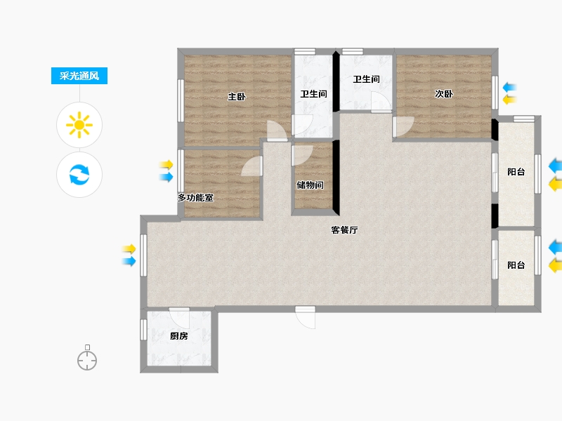 浙江省-温州市-翡翠悦府-122.40-户型库-采光通风