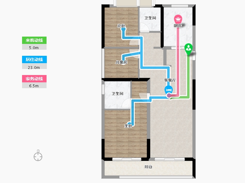 湖北省-武汉市-​绿城华生桂语朝阳-98.34-户型库-动静线