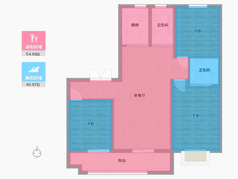 山东省-潍坊市-恒信宝通御园-95.56-户型库-动静分区