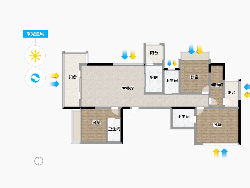 四川省-成都市-唐人街相府花园-120.51-户型库-采光通风