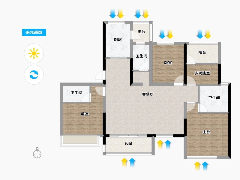 四川省-成都市-唐人街相府花园-110.75-户型库-采光通风