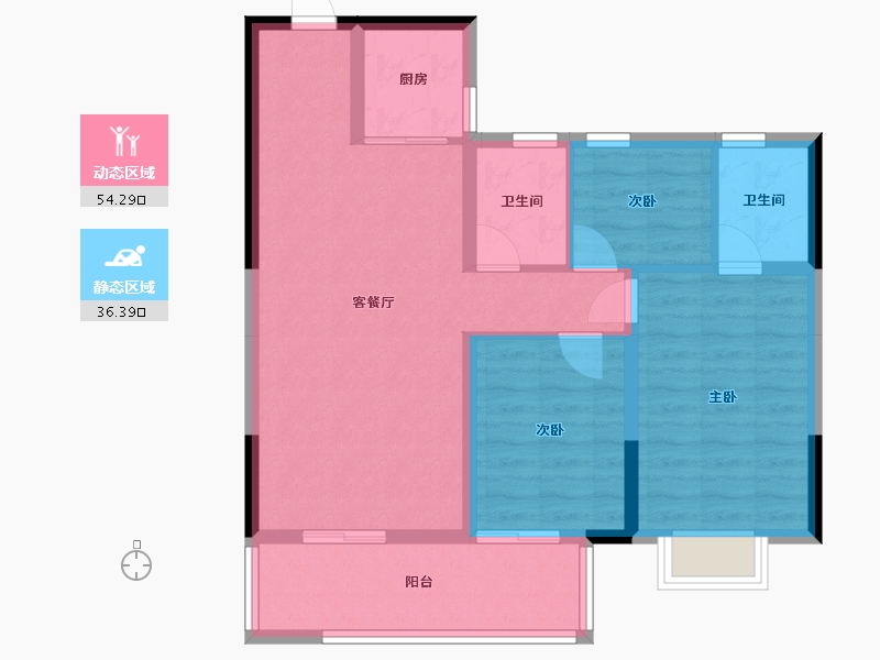 湖北省-荆州市-博森翰林城-89.00-户型库-动静分区