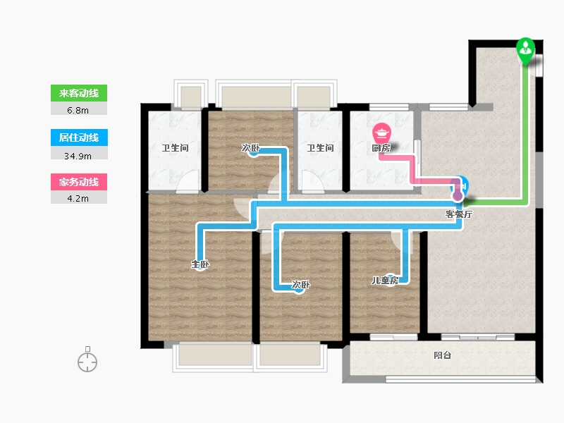 湖北省-武汉市-​绿城华生桂语朝阳-112.74-户型库-动静线