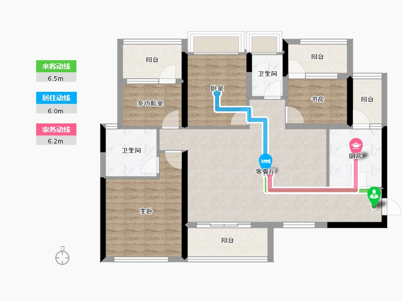 四川省-成都市-唐人街相府花园-103.60-户型库-动静线