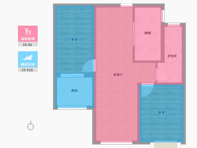 山东省-烟台市-桦林彩雲城-57.21-户型库-动静分区