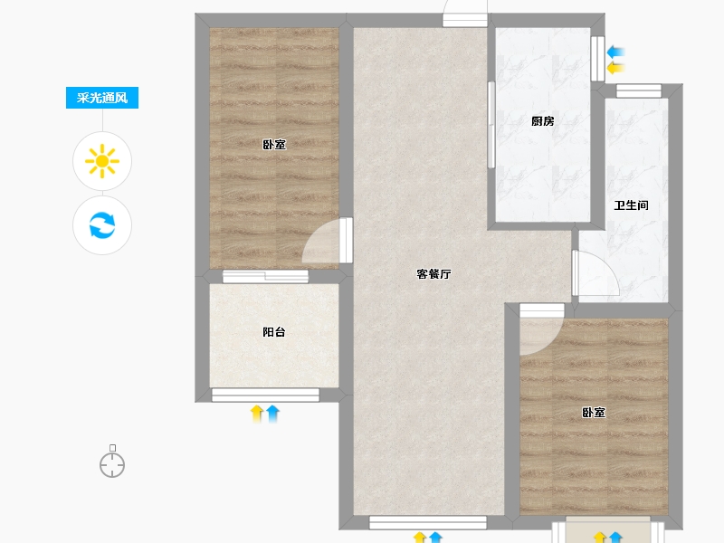 山东省-烟台市-桦林彩雲城-57.21-户型库-采光通风