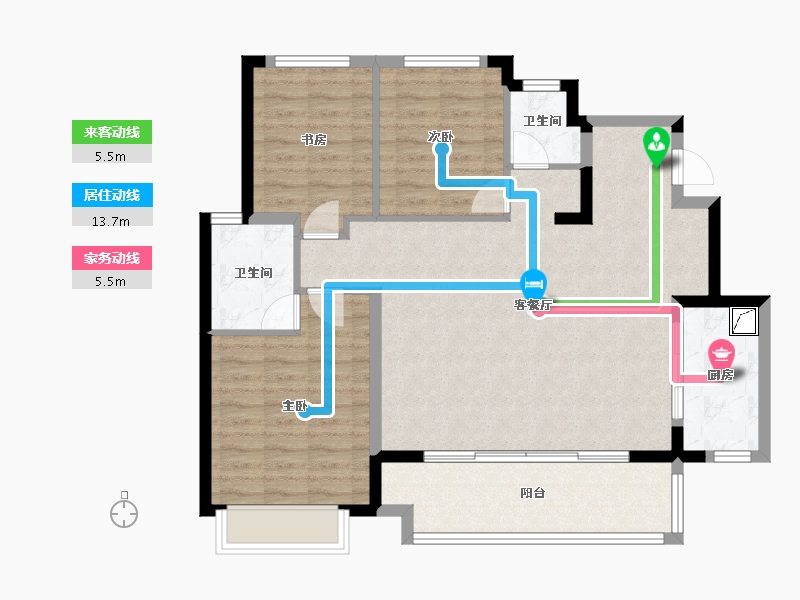 四川省-成都市-万科润园-96.79-户型库-动静线