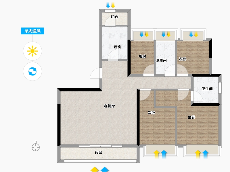 四川省-成都市-成都诚园-115.21-户型库-采光通风