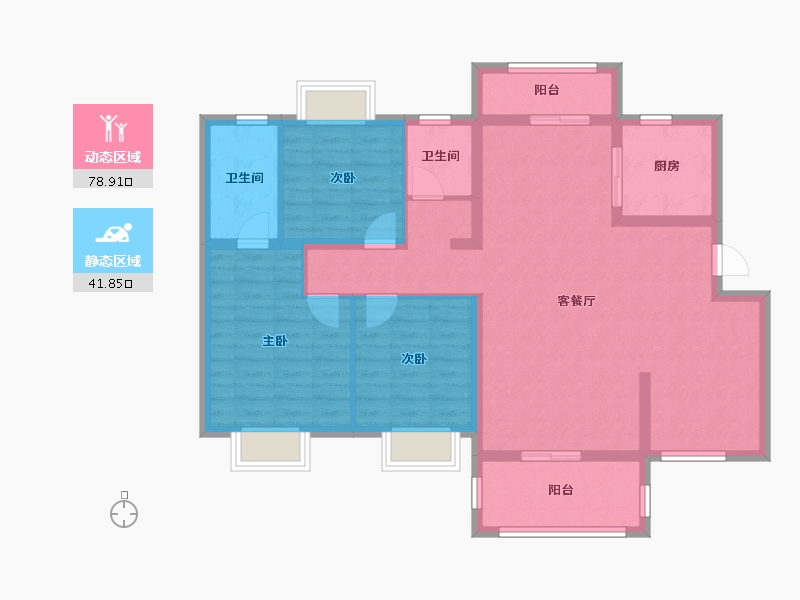 广东省-惠州市-珑悦锦云花园-108.51-户型库-动静分区