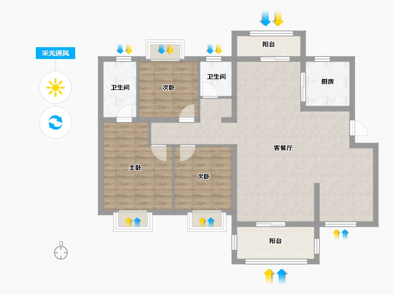 广东省-惠州市-珑悦锦云花园-108.51-户型库-采光通风