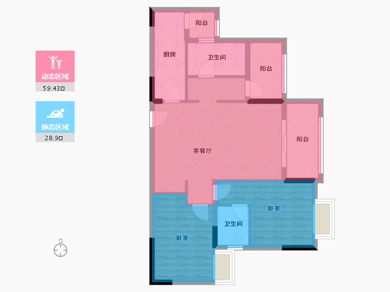 重庆-重庆市-利安凰城御府-78.72-户型库-动静分区