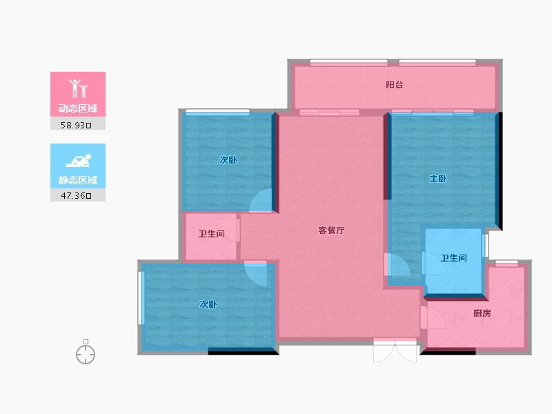 四川省-成都市-长冶南阳御龙府-95.34-户型库-动静分区