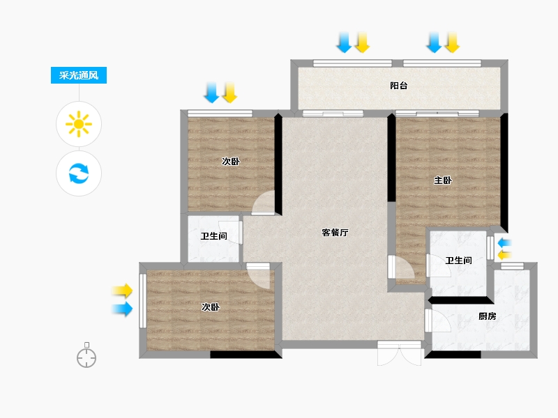 四川省-成都市-长冶南阳御龙府-95.34-户型库-采光通风