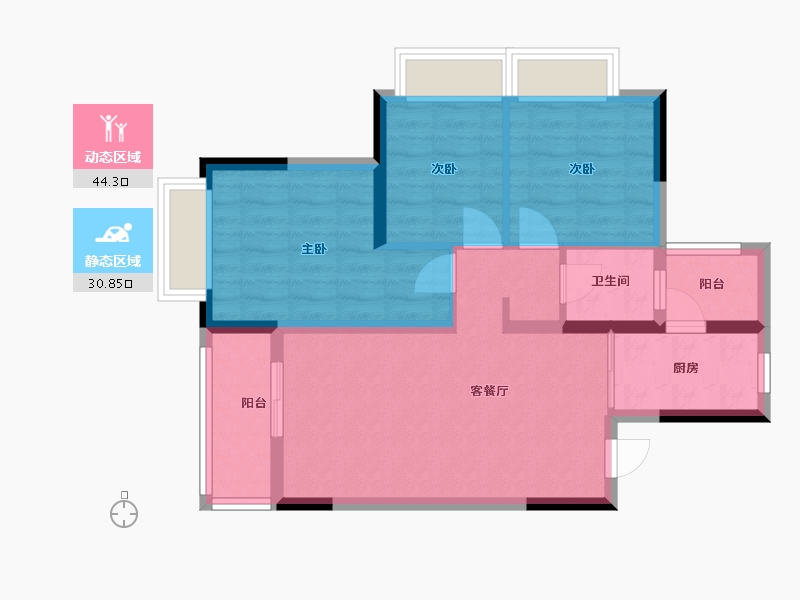 云南省-昆明市-美辰-66.44-户型库-动静分区