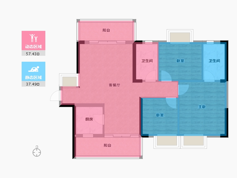 广东省-惠州市-荣佳国韵-85.06-户型库-动静分区