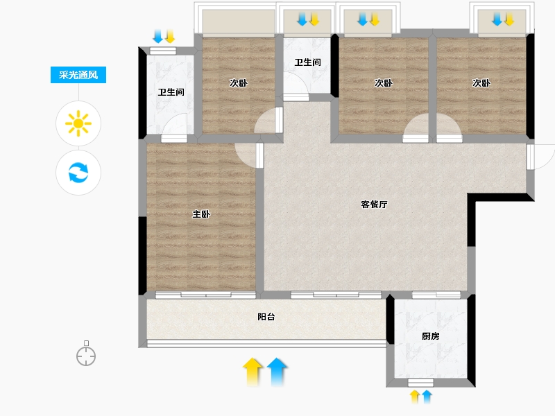 四川省-成都市-正源荟艺境-95.91-户型库-采光通风