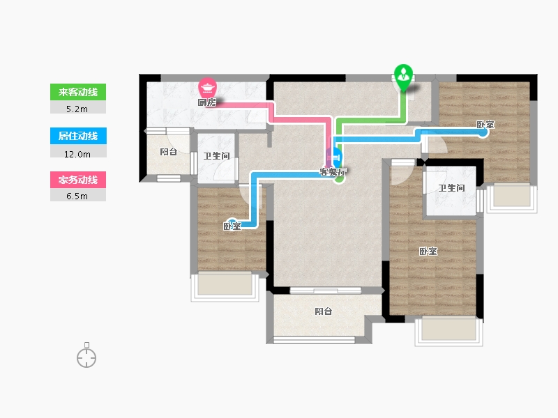 重庆-重庆市-利安凰城御府-85.56-户型库-动静线