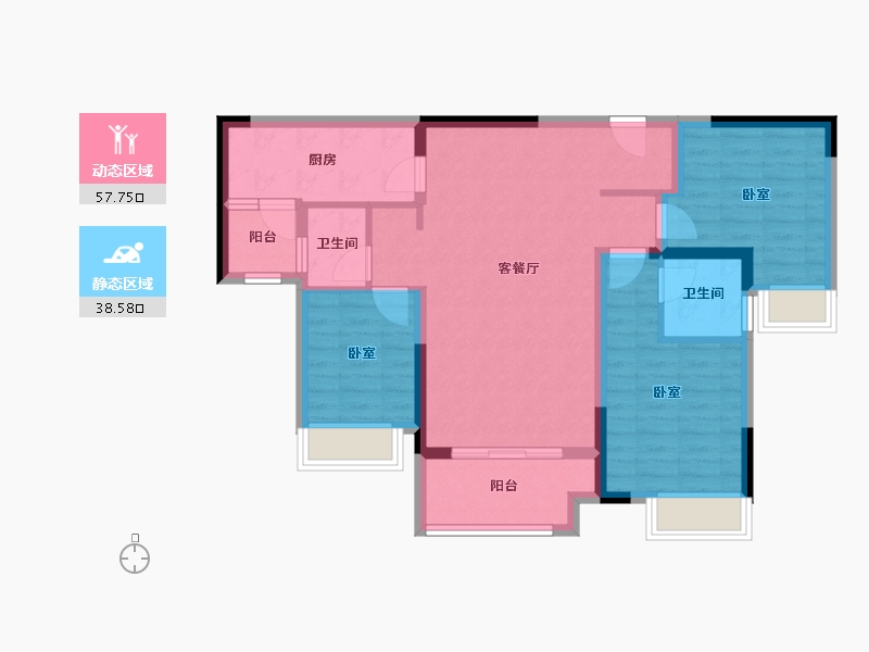 重庆-重庆市-利安凰城御府-85.56-户型库-动静分区