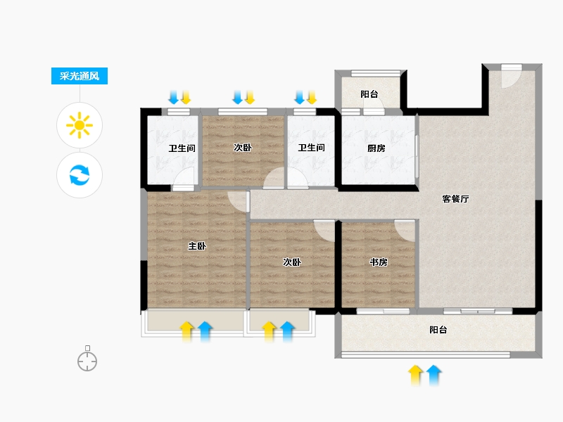 四川省-成都市-中海麓湖公馆-115.06-户型库-采光通风