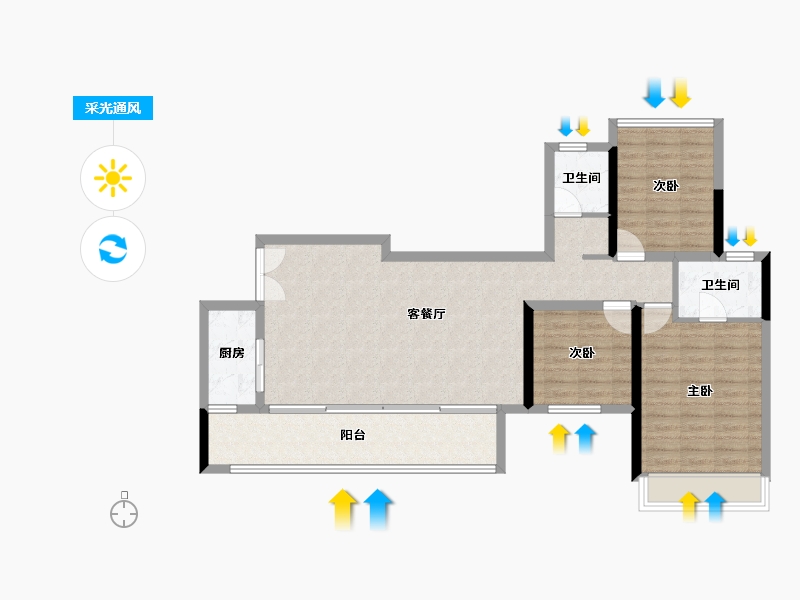 四川省-成都市-长冶南阳御龙府-96.12-户型库-采光通风