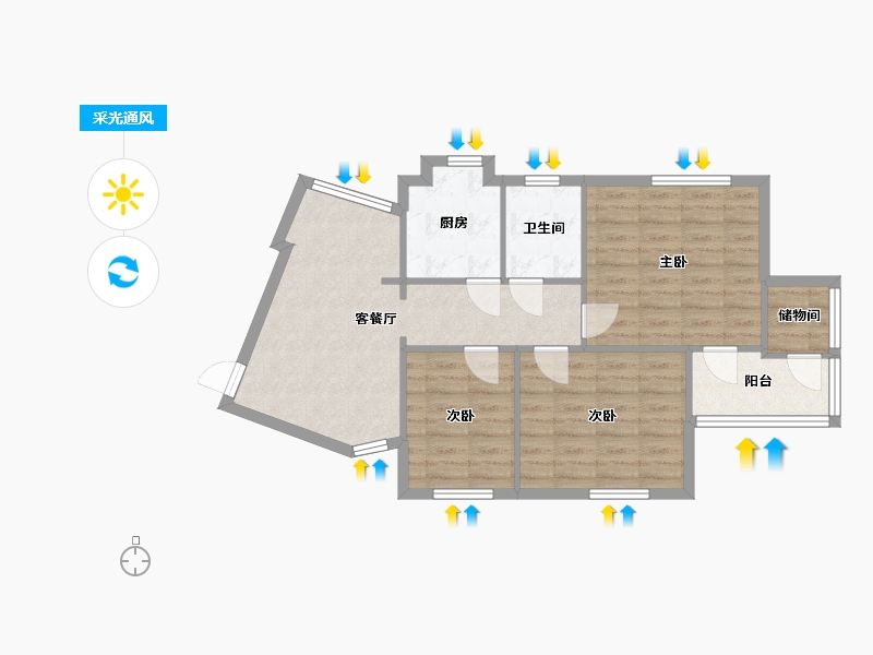 湖北省-武汉市-花桥一村-87.00-户型库-采光通风