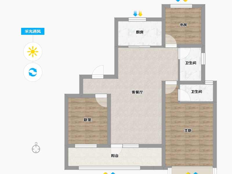 山东省-青岛市-西海岸创新科技城-75.97-户型库-采光通风