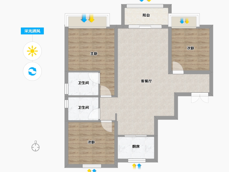 江苏省-徐州市-云龙华府-140.00-户型库-采光通风