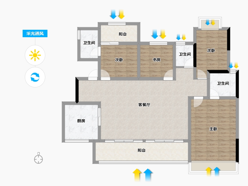 四川省-成都市-河畔府邸-126.37-户型库-采光通风